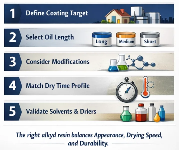 Decorative alkyd resin selection types and application fit