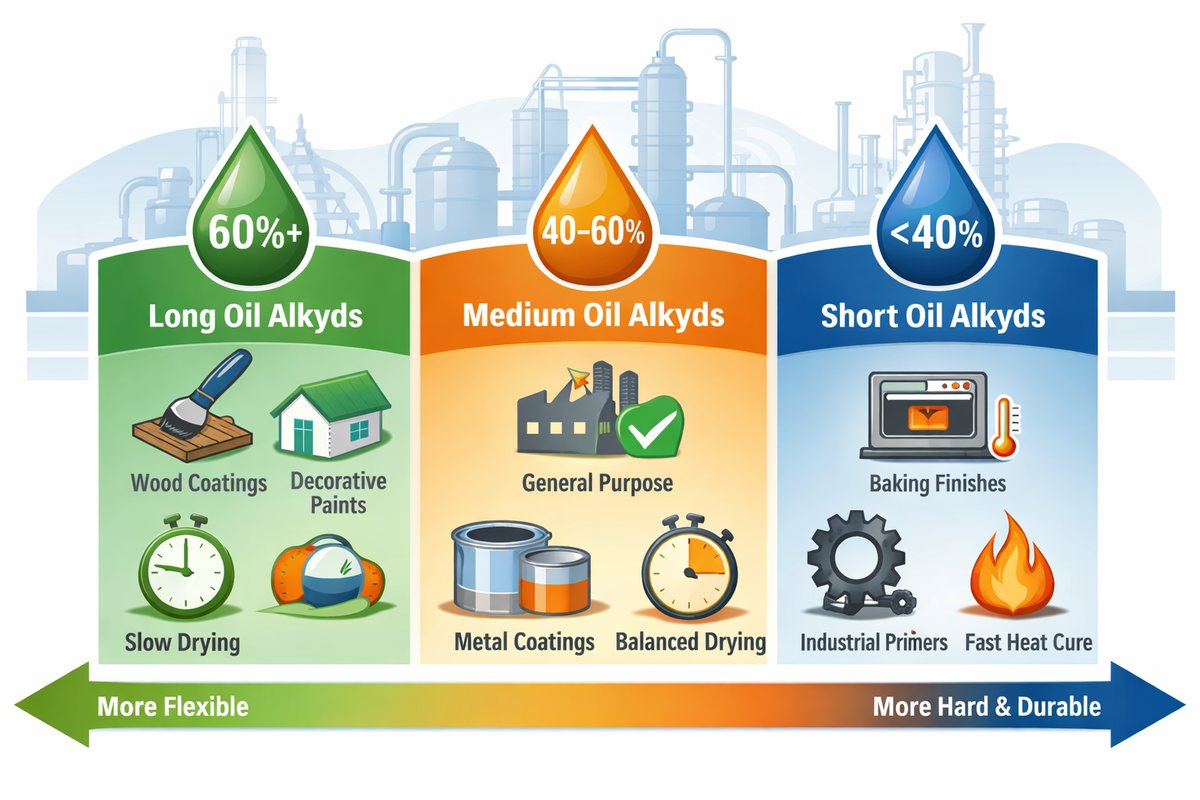 Alkyd resin manufacturing flow from raw materials through processing, solvent adjustment, and packaging