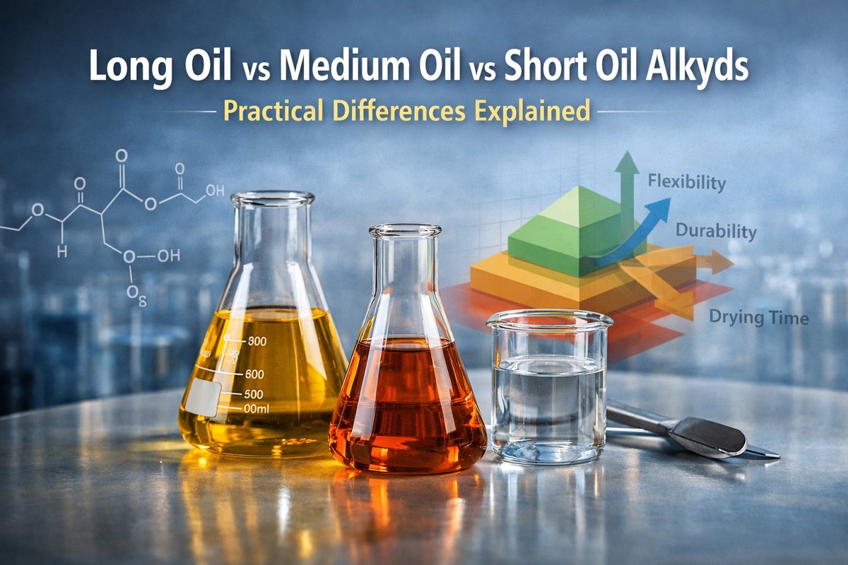 Comparison of long-, medium-, and short-oil alkyds and where each is typically used
